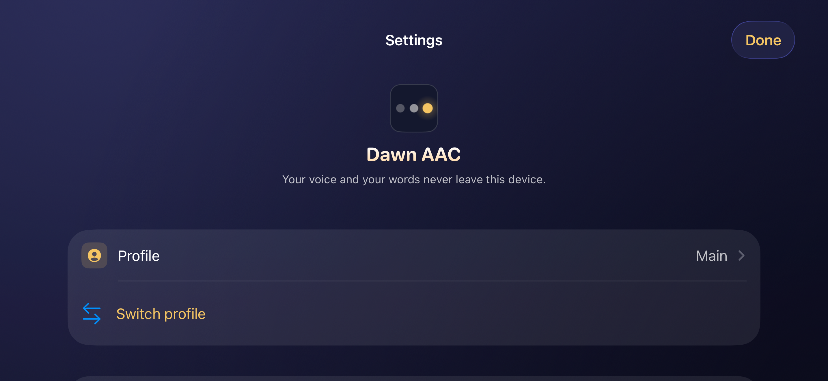 Dawn settings on iPhone
