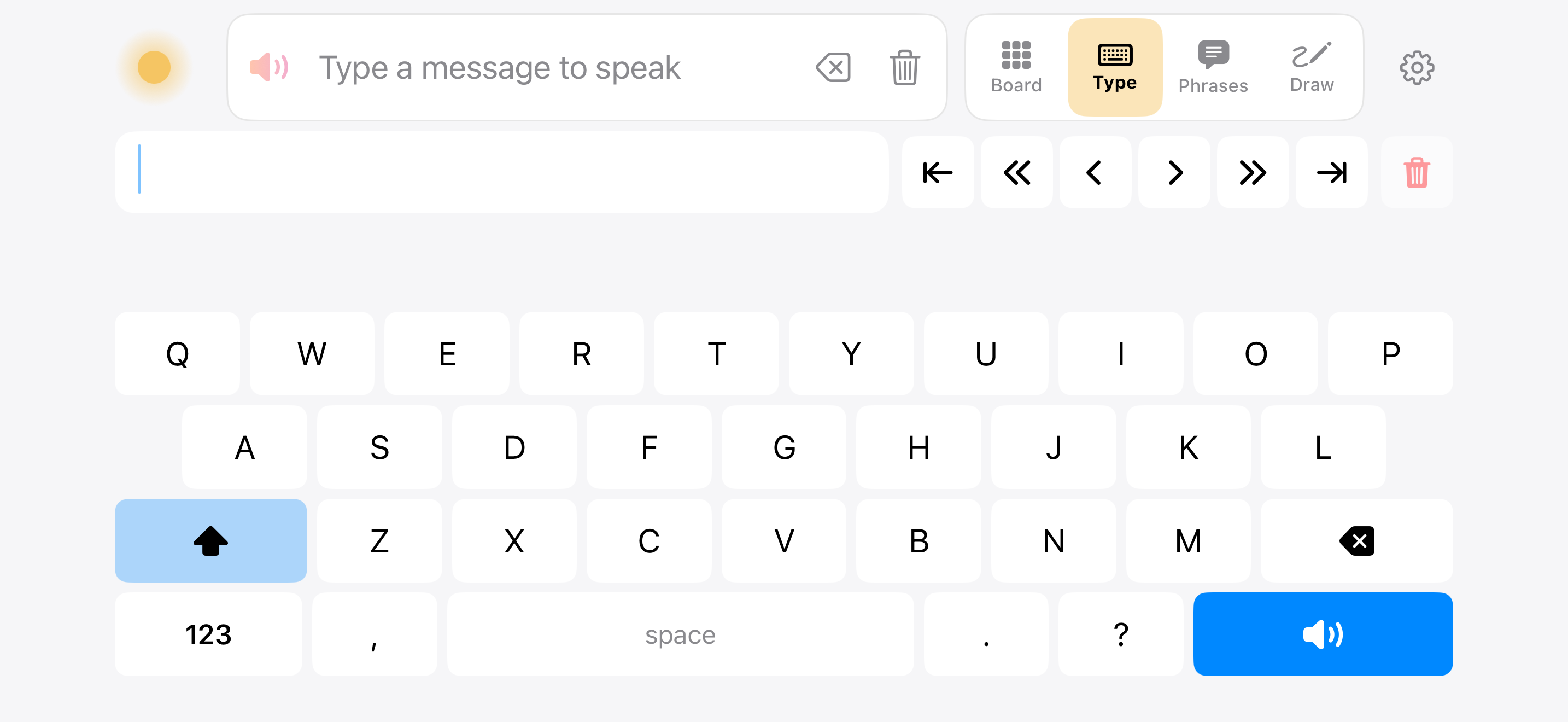 Dawn's typing keyboard on iPhone with word prediction and caret controls